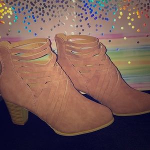 Pink suede ankle boots